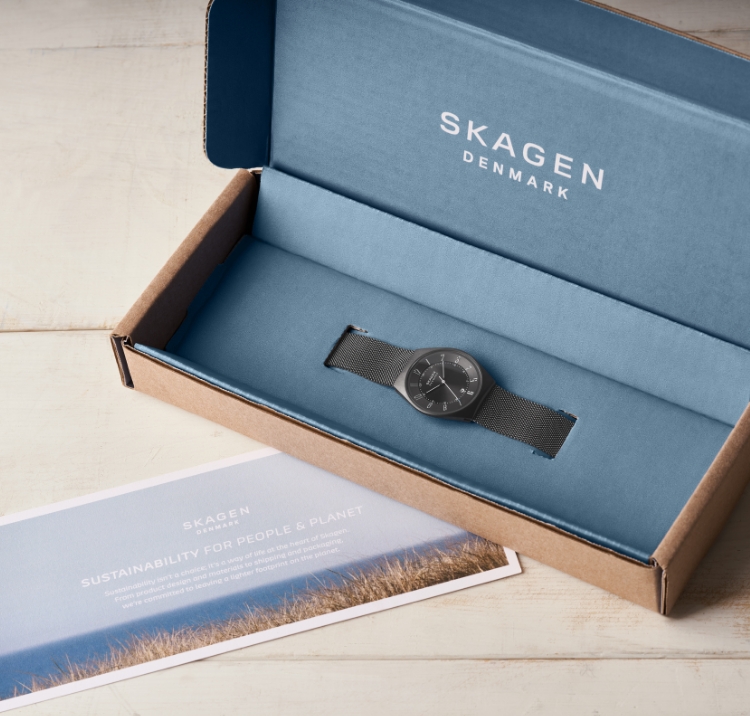 Blue - SKW6834 Solar-Powered Watch Leather Grenen Skagen Ocean
